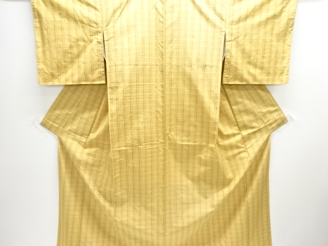 JAPANESE KIMONO / UNUSED KIMONO ENSEMBLE / SILK / YONEZAWA TSUMUGI / WOVEN GRID